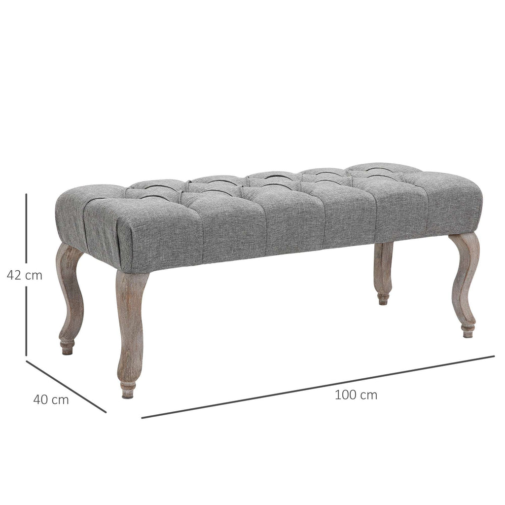 Tufted Upholstered Accent Bench Window Seat Ottoman Bed End Stool Unbranded