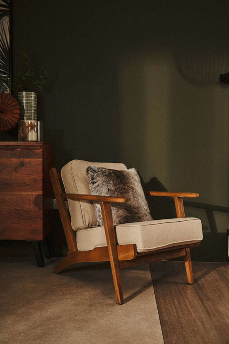 Hector Natural Linen and Oak Armchair Orsina