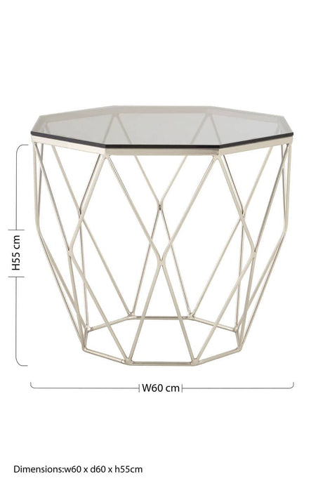 Allure Octagonal End Table With Brushed Nickel Base Orsina