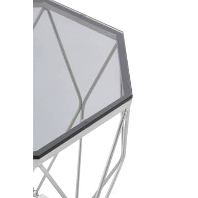 Allure Octagonal End Table With Brushed Nickel Base Orsina