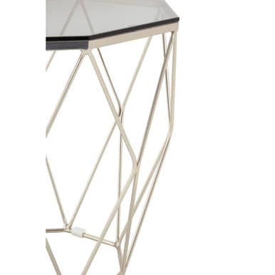 Allure Octagonal End Table With Brushed Nickel Base Orsina