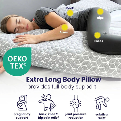 Brightr Sleep Extra Long Body Pillow for pregnancy support and full body alignment