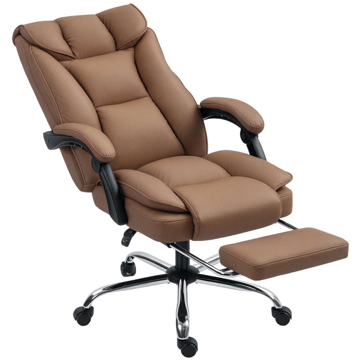 Wise Galleria Office Chair in brown with plush padding and adjustable footrest for comfort