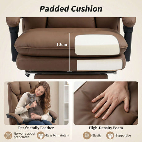 Wise Galleria Office Chair with padded cushion, high-density foam, and pet-friendly leather for comfort