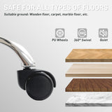 PU wheels of an Office Chair for safe use on wooden, carpet, and marble floors with 360-degree swivel