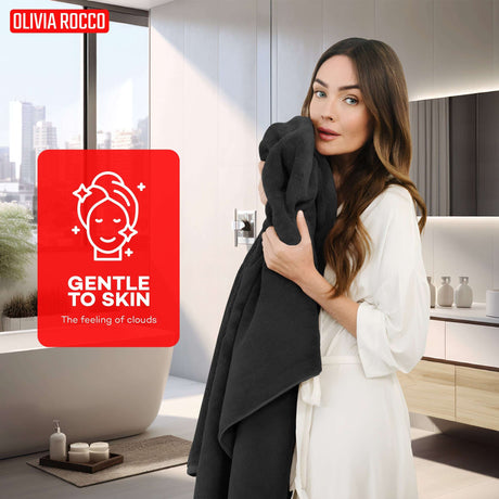 OLIVIA ROCCO Bath Sheets in Soft Black, Ideal for Gentle Skin with a Luxurious Feel