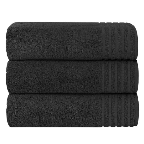 Set of three OLIVIA ROCCO black bath sheets with soft and absorbent texture