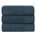 OLIVIA ROCCO navy Bath Sheets stacked for a luxurious and soft drying experience