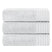 Three soft grey OLIVIA ROCCO bath sheets stacked neatly for luxury bathroom comfort