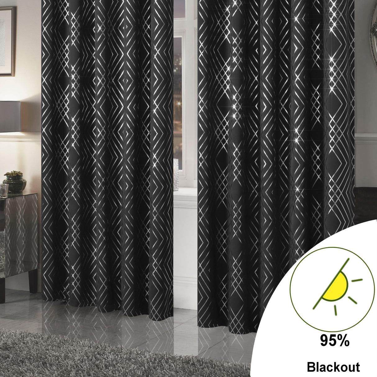 OLIVIA ROCCO Blackout Curtains with geometric pattern for effective light blocking and privacy