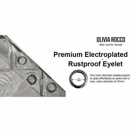 OLIVIA ROCCO Premium Electroplated Rustproof Eyelet Blackout Curtains for light blocking