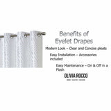 Olivia Rocco Eyelet Blackout Curtains with modern pleat design and easy installation accessories