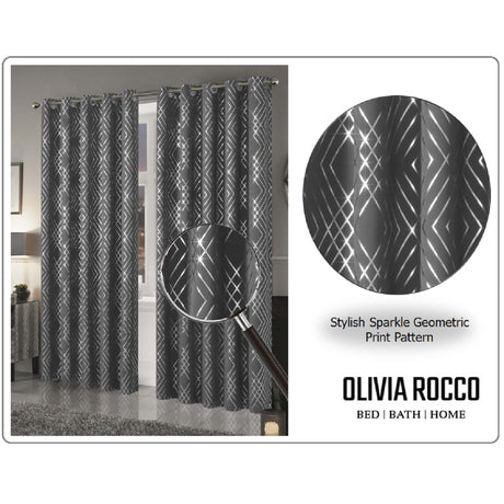 OLIVIA ROCCO Stylish Sparkle Geometric Print Blackout Curtains for Elegant Home Decor