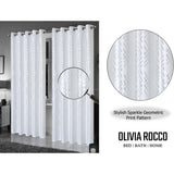 OLIVIA ROCCO Blackout Curtains in White with Stylish Sparkle Geometric Print Pattern
