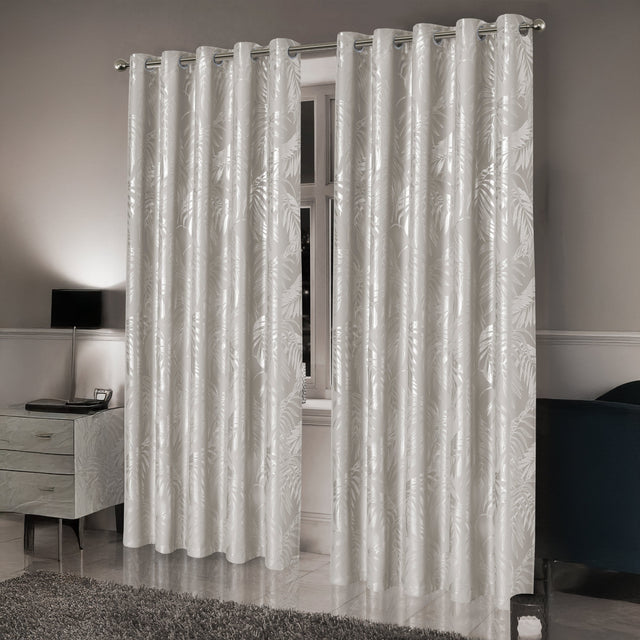 OLIVIA ROCCO White Patterned Blackout Curtains for Light Blocking and Privacy