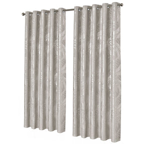 OLIVIA ROCCO Blackout Curtains in light grey with a textured leafy pattern for elegant window styling