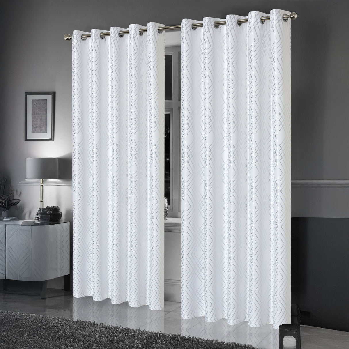 OLIVIA ROCCO White Textured Blackout Curtains for Light Control and Privacy in Modern Living Rooms