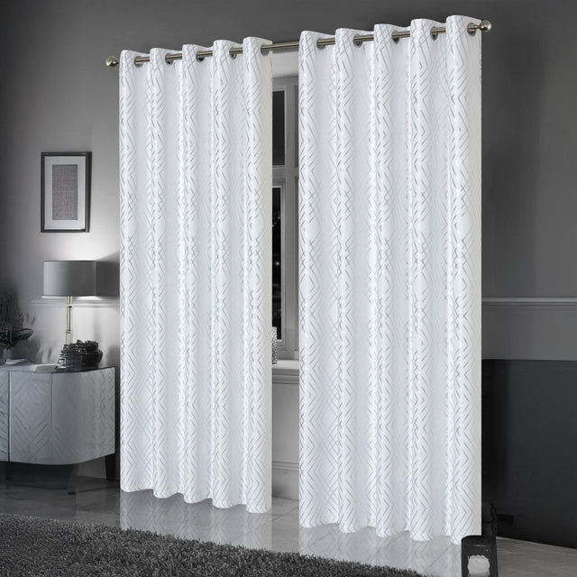 OLIVIA ROCCO White Textured Blackout Curtains for Light Control and Privacy in Modern Living Rooms