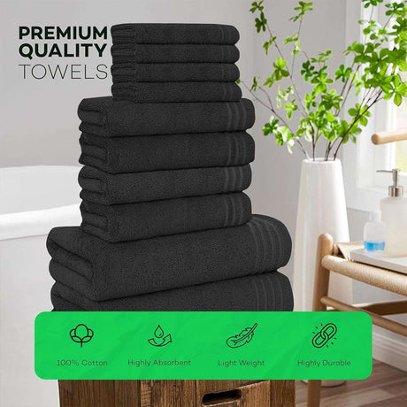 OLIVIA ROCCO Cotton Towels Set stacked elegantly for an organised and stylish bathroom