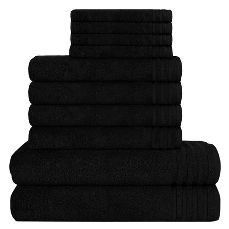 OLIVIA ROCCO Cotton Towels Set in black, featuring a variety of sizes for everyday use