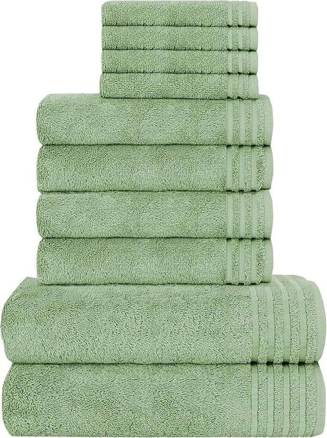 OLIVIA ROCCO Cotton Towels Set in soft green for bathroom use and luxury comfort