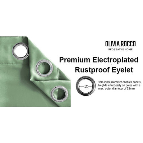 OLIVIA ROCCO Blackout Sage Green Eyelet Curtains