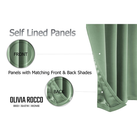 OLIVIA ROCCO Blackout Sage Green Eyelet Curtains