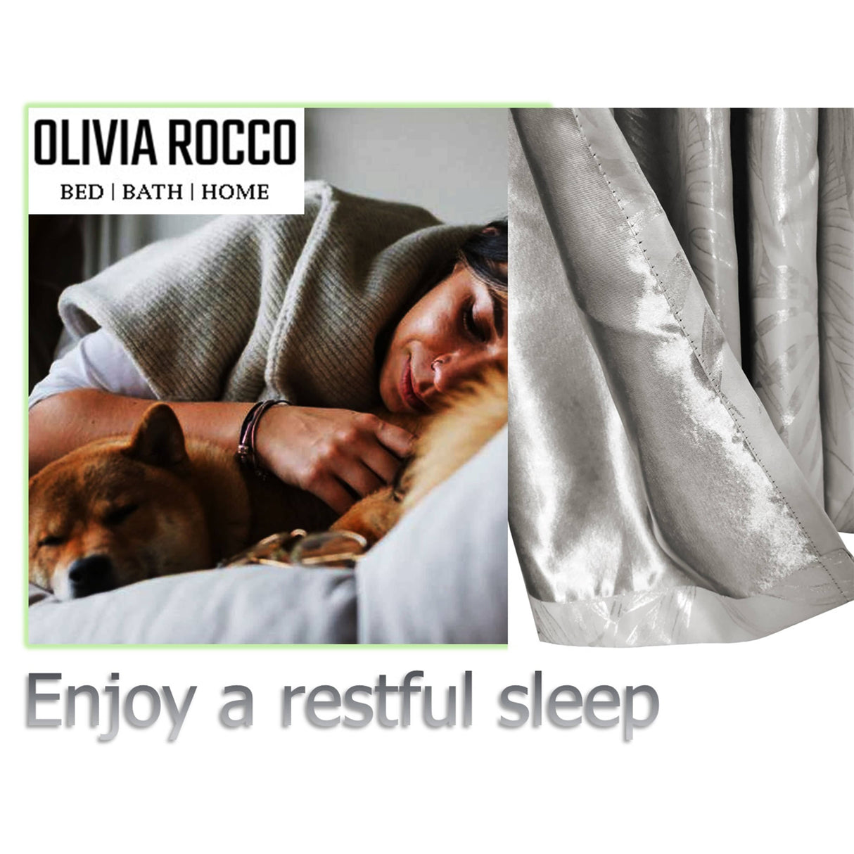 OLIVIA ROCCO Leaf Natural Sparkle Blackout Curtains
