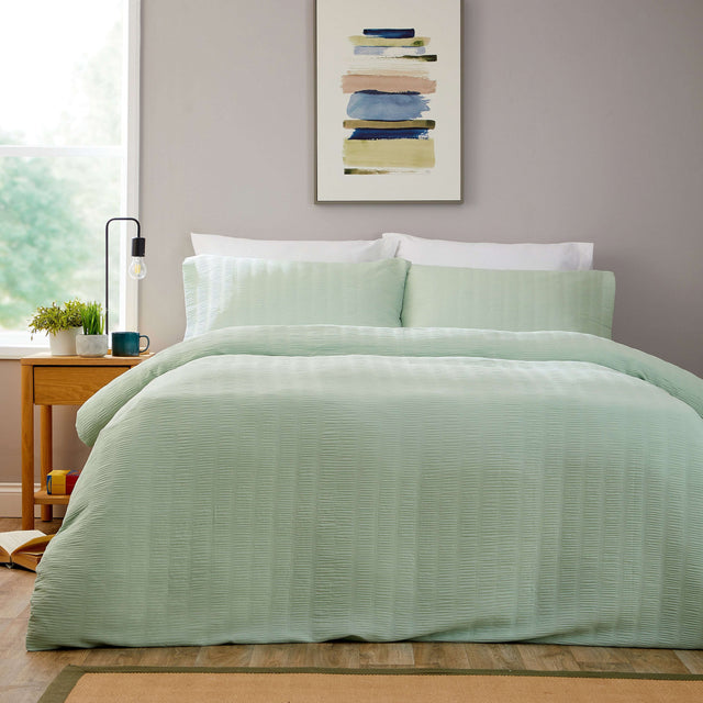 OLIVIA ROCCO Duvet Cover Set in soft green colour with textured pattern for a serene bedroom aesthetic