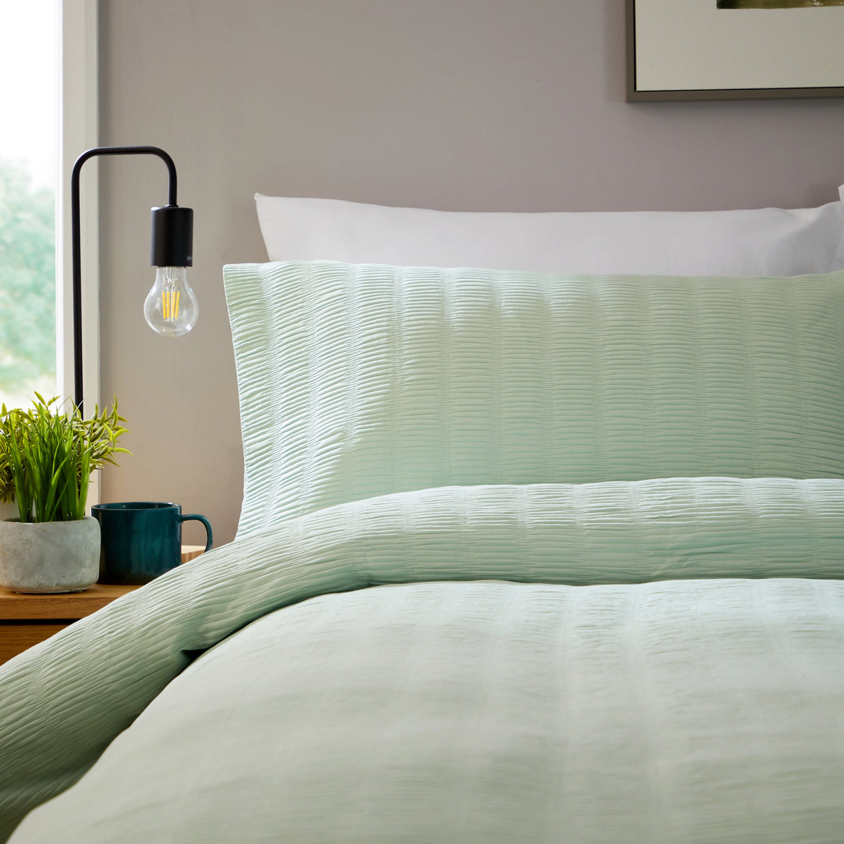 OLIVIA ROCCO Duvet Cover Set in light mint with subtle texture for a stylish bedroom enhance