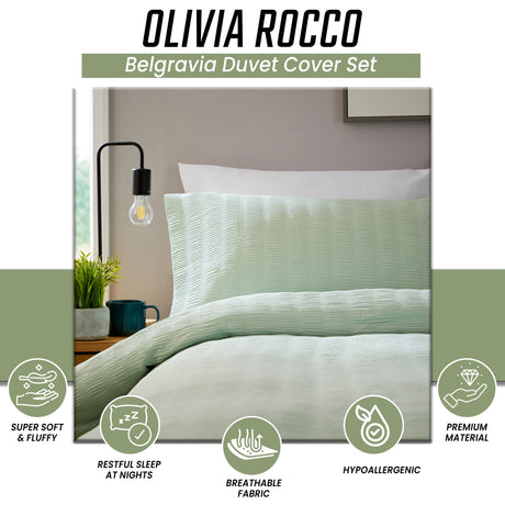 OLIVIA ROCCO Belgravia Duvet Cover Set in soft mint green for a restful sleep experience