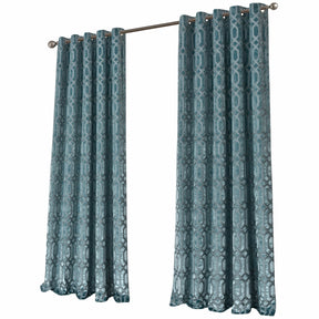 OLIVIA ROCCO Eyelet Curtains in teal with a textured geometric pattern for modern interiors