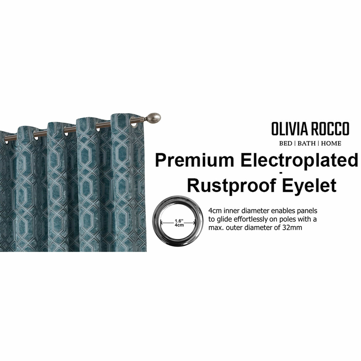 OLIVIA ROCCO Premium Electroplated Rustproof Eyelet Curtains in geometric design for stylish window treatment