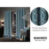 Olivia Rocco Eyelet Curtains in Trendy Geometric Jacquard Pattern for Modern Living Spaces