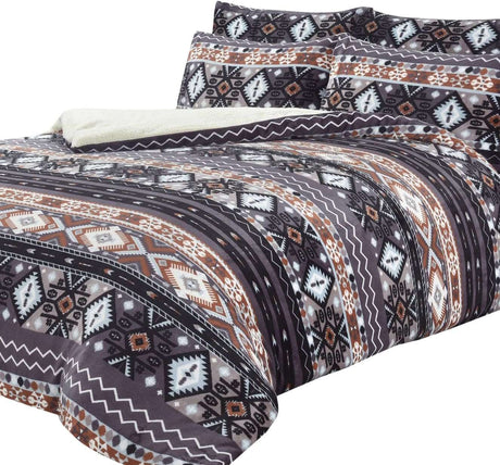 OLIVIA ROCCO Fleece Duvet Set in Tribal Print Design for Cozy Bedroom Decor