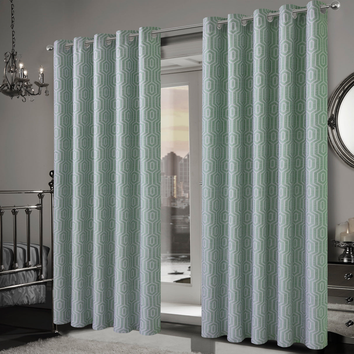 OLIVIA ROCCO Jacquard Curtains in modern geometric design for stylish window decor