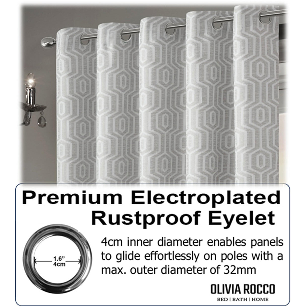 OLIVIA ROCCO Jacquard Curtains with electroplated eyelets for easy installation and elegant style