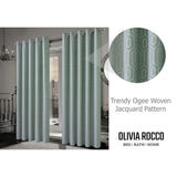Olivia Rocco Jacquard Curtains with Trendy Ogee Woven Pattern in Elegant Green Shade