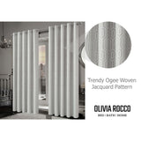 Trendy Ogee Woven Jacquard Curtains by OLIVIA ROCCO in a stylish grey pattern
