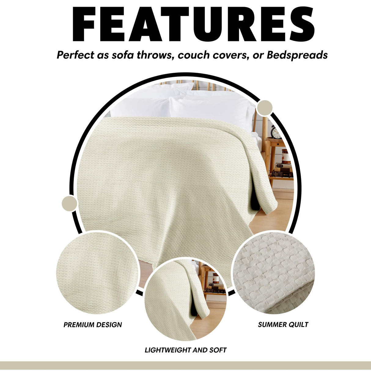 OLIVIA ROCCO Throw Blanket in a soft summer quilt design, perfect for sofas and beds