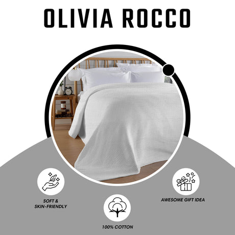 OLIVIA ROCCO Throw Blanket in soft cotton, perfect for adding warmth to any bedroom decor