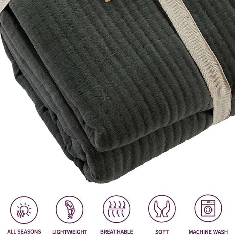 OLIVIA ROCCO Quilted Bedspread in Dark Grey with Lightweight and Breathable Fabric