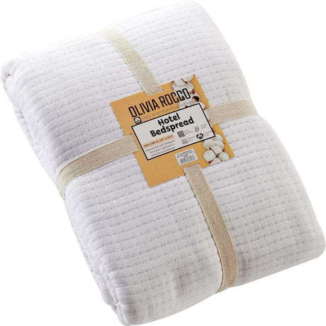 OLIVIA ROCCO Quilted Bedspread in white, soft and stylish for hotel-like comfort at home