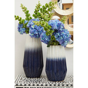 Orsina Ombre Vase Pair with Blue Hydrangeas, Stylish Decorative Bottles for Home Decor