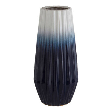 Orsina Ombre Vase in Blue and White with a Textured Facet Design for Elegant Decor