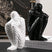Nisu Home Decorative Sitting Figure Ornament in Black and White for Contemporary Home Decor