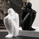 Nisu Home Decorative Sitting Figure Ornament in Black and White for Contemporary Home Decor
