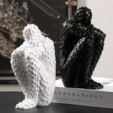 Nisu Home Decorative Sitting Figure Ornament in Black and White for Contemporary Home Decor