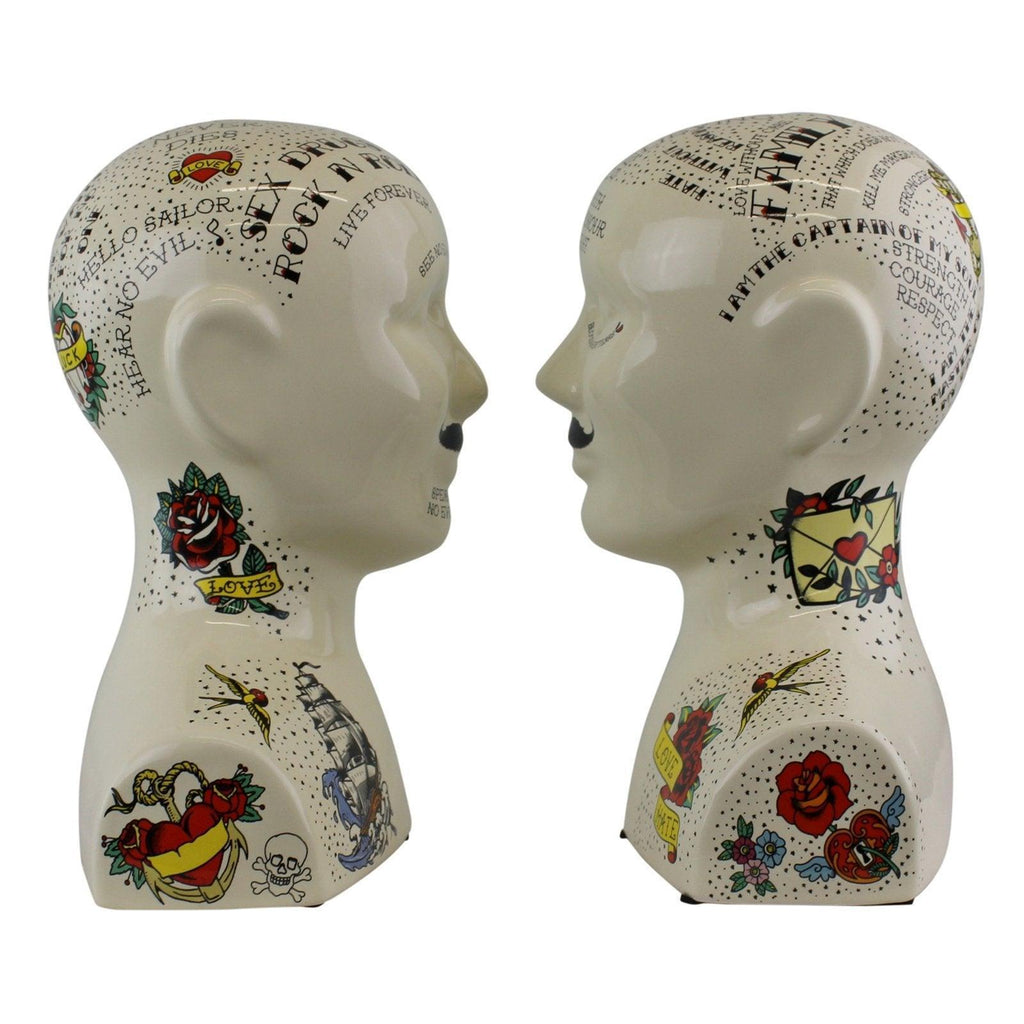 Ornamental Ceramic Phrenology Bookends Geko Products