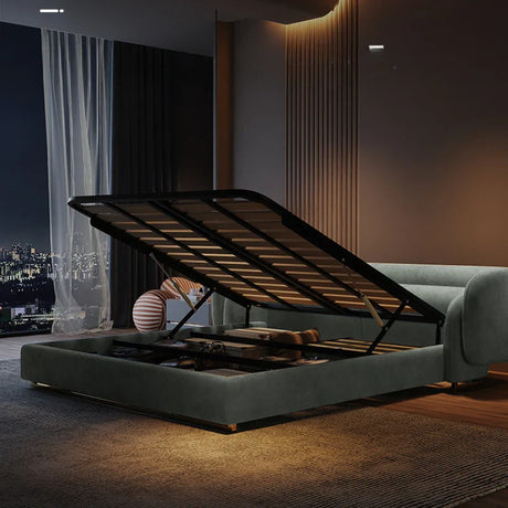 Nisu Home Ottoman Bed with Stylish Upholstery and Easy Lift Mechanism for Storage
